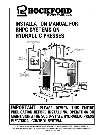 KSL-279 | Installation Manual for RHPC Systems on Hydraulic Presses