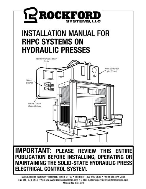 KSL-279 | Installation Manual for RHPC Systems on Hydraulic Presses