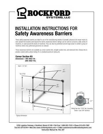 KSL-287 | Installation Instructions for Safety Awareness Barriers