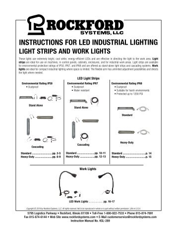 KSL-289 | Instructions for LED Industrial Lighting Light Strips and Work Lights 
