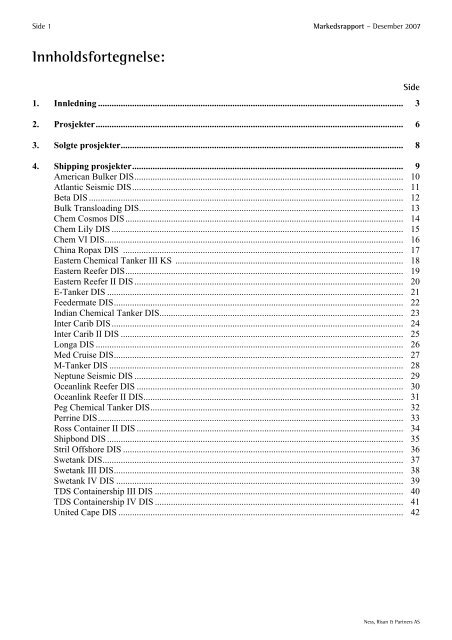 Markedsrapport – Desember 2007 - NRP AS