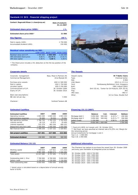 Markedsrapport – Desember 2007 - NRP AS