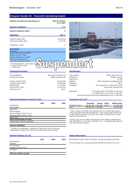 Markedsrapport – Desember 2007 - NRP AS