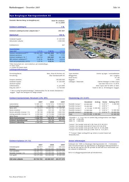 Markedsrapport – Desember 2007 - NRP AS