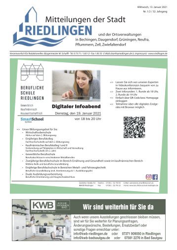 Amtliches Mitteilungsblatt Riedlingen 13.01.2021