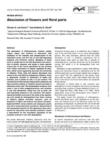 Abscission of flowers and floral parts - Journal of Experimental Botany