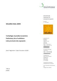 SOLARIA Köln 2005 Vorläufiges Ausstellerverzeichnis Preliminary ...