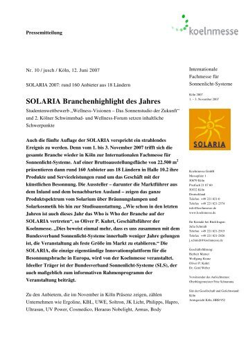 SOLARIA Branchenhighlight des Jahres