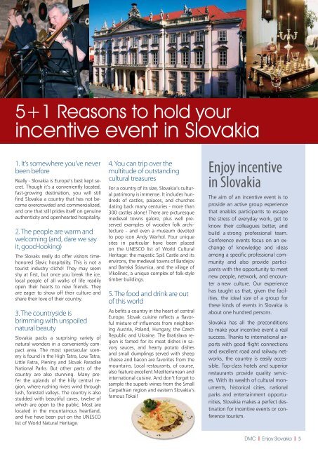 selling points - Enjoy Slovakia DMC