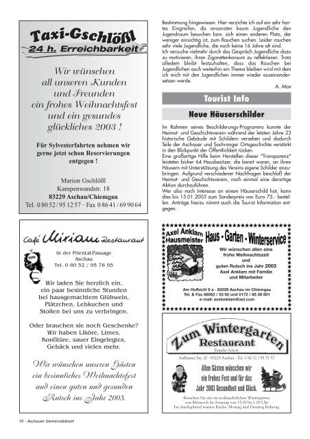 Gemeinde-Blatt Dez. «02 - Gewerbeverein Aschau