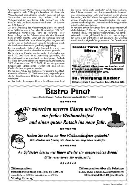 Gemeinde-Blatt Dez. «02 - Gewerbeverein Aschau