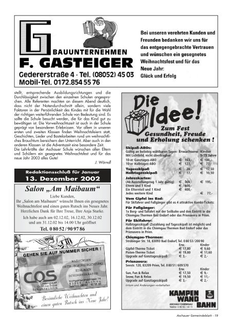 Gemeinde-Blatt Dez. «02 - Gewerbeverein Aschau