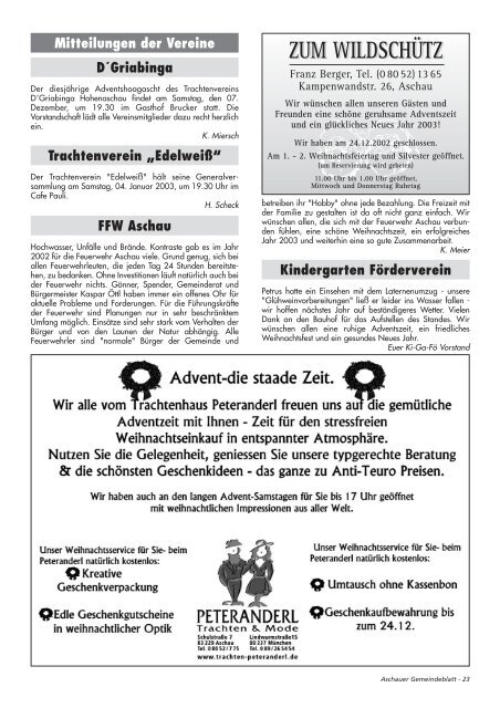 Gemeinde-Blatt Dez. «02 - Gewerbeverein Aschau