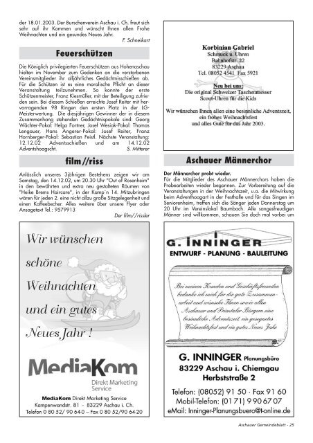 Gemeinde-Blatt Dez. «02 - Gewerbeverein Aschau