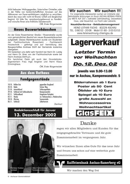 Gemeinde-Blatt Dez. «02 - Gewerbeverein Aschau