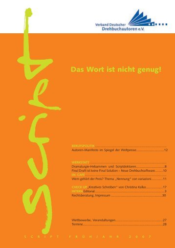 script 01/2007 - Verband Deutscher Drehbuchautoren eV (VDD)