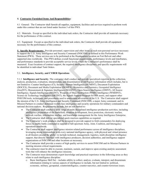 Global Intelligence Contract Draft RFP - INSCOM - U.S. Army