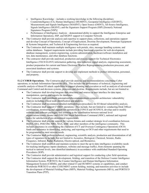 Global Intelligence Contract Draft RFP - INSCOM - U.S. Army