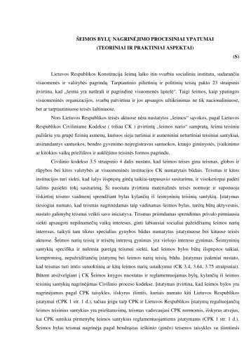 Šeimos bylų nagrinėjimo procesiniai ypatumai - Įvaikinimo tarnyba ...