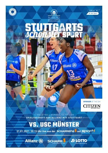 Spieltagsheft Allianz MTV Stuttgart vs. USC Münster - 1. Volleyball-Bundesliga - 21.01.2021