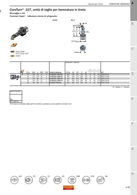 SANDVIK COROMANT UTENSILI DI TORNITURA 2020