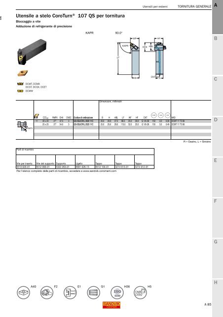 SANDVIK COROMANT UTENSILI DI TORNITURA 2020