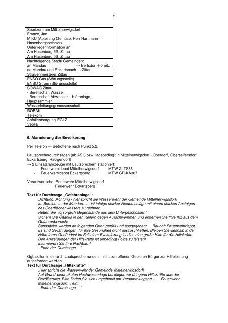 Organisationsplan - Mittelherwigsdorf