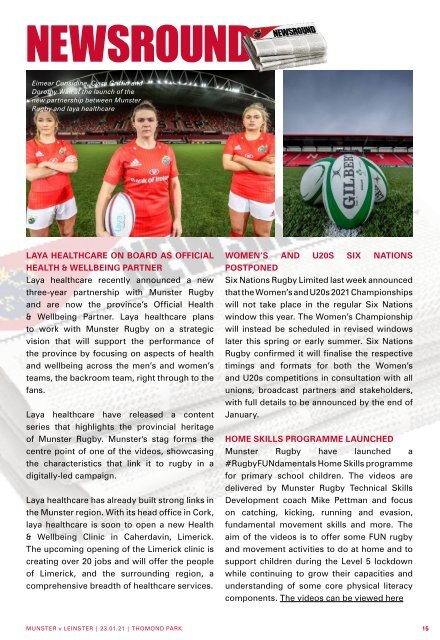  Munster Rugby v Leinster Rugby Match Programme