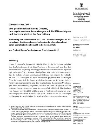 Unrechtsstaat DDR – eine gesellschaftspolitische ... - Inter Homines