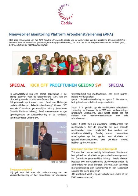 Nieuwsbrief Monitoring Platform Arbodienstverlening (MPA) - Cedris