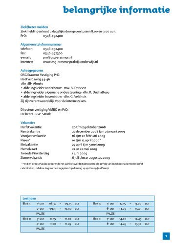 belangrijke informatie - OSG Erasmus