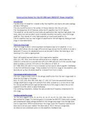 Construction Notes for the AV 800 watt MOSFET Power Amplifier