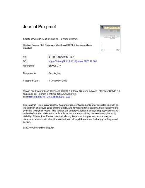 Effects of COVID-19 on sexual life – a meta-analysis