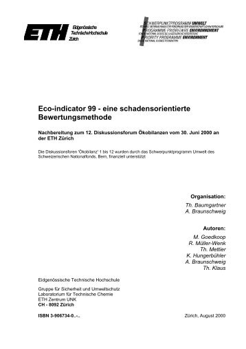 Eco-indicator 99 - eine schadensorientierte Bewertungsmethode ...