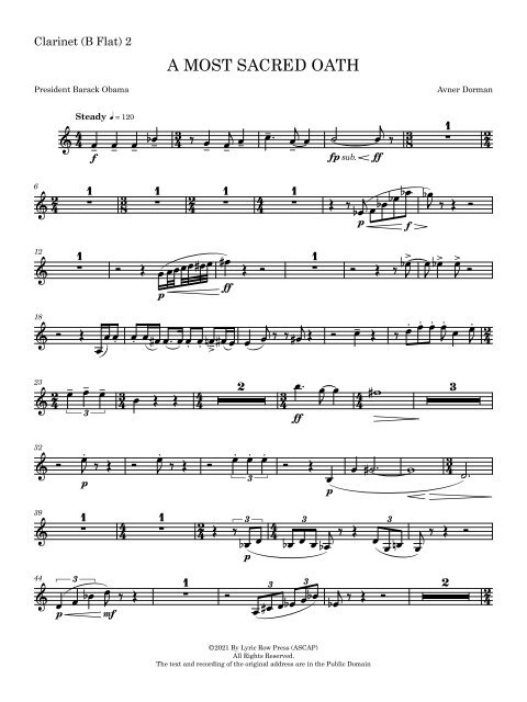Clarinet (B Flat) 2 - A MOST SACRED OATH