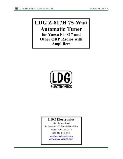 LDG Electronics Z-817 Autoatic Antenna Tuner 1.8-54 Hz, 0.1-20 Watts