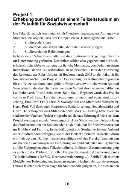 Elternfreundliches Studium - Fakultät für Sozialwissenschaft der ...