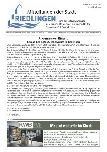 Amtliches Mitteilungsblatt Riedlingen 27.01.2021