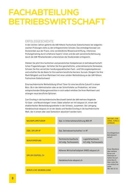 Betriebswirtschaft - ibW Höhere Fachschule Südostschweiz