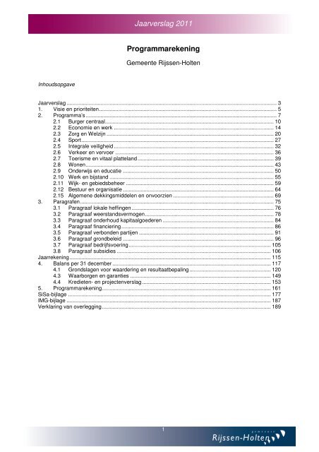 Jaarverslag en jaarrekening 2011 - Gemeente Rijssen-Holten