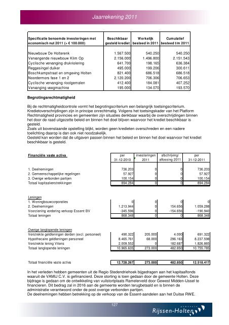 Jaarverslag en jaarrekening 2011 - Gemeente Rijssen-Holten