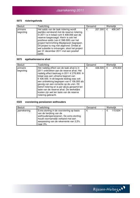Jaarverslag en jaarrekening 2011 - Gemeente Rijssen-Holten