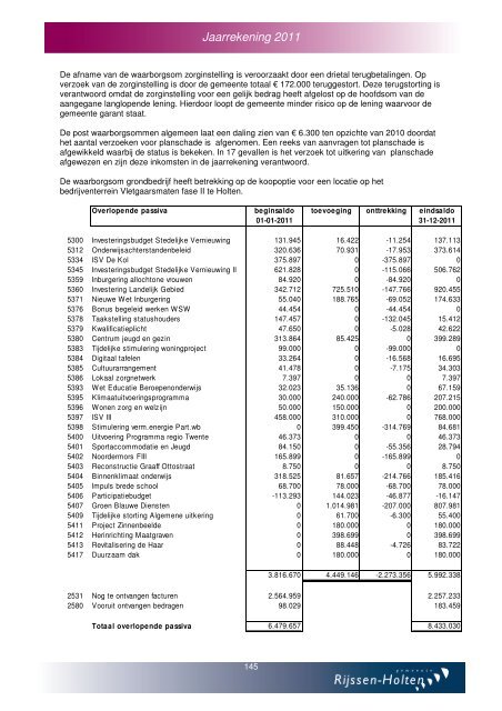 Jaarverslag en jaarrekening 2011 - Gemeente Rijssen-Holten