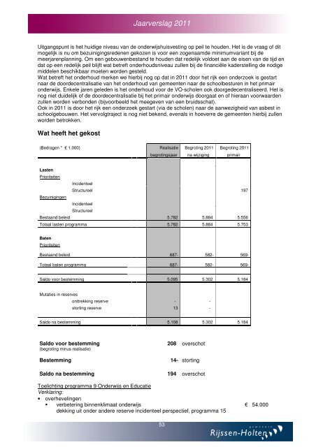 Jaarverslag en jaarrekening 2011 - Gemeente Rijssen-Holten