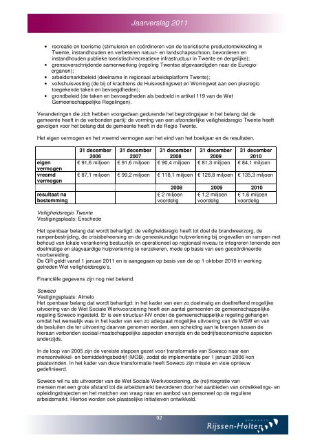 Jaarverslag en jaarrekening 2011 - Gemeente Rijssen-Holten