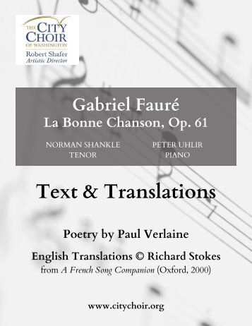 Faure, La Bonne Chanson: Text and Translations