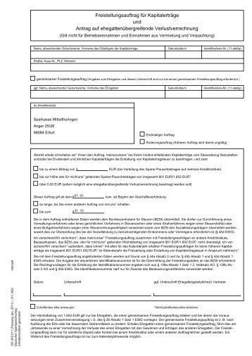 Freistellungsauftrag - Sparkasse Mittelthüringen