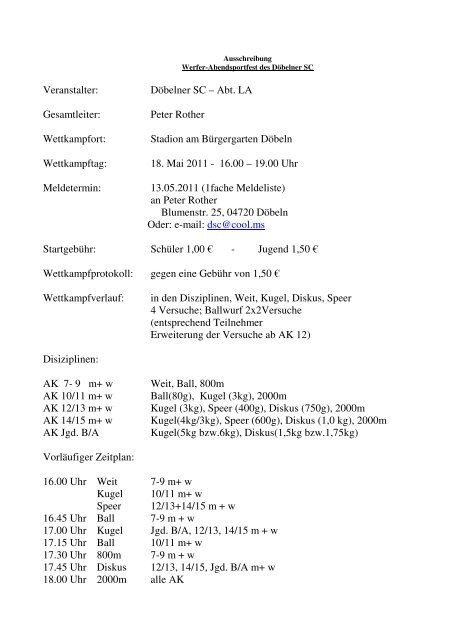 Wettkampftermine und Ausschreibungen - LG Mittweida