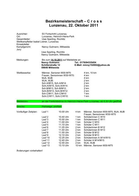 Wettkampftermine und Ausschreibungen - LG Mittweida