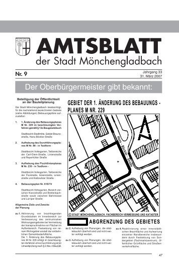 ABGRENZUNG DES GEBIETES - Stadt Mönchengladbach